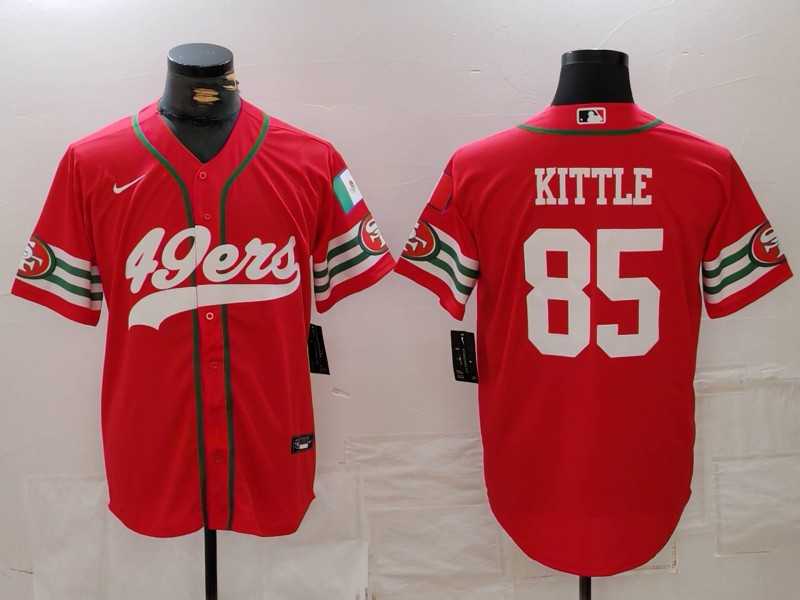Men%27s San Francisco 49ers #85 George Kittle Red Mexico Cool Base Stitched Baseball Jersey